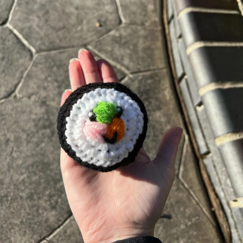 Hand Crocheted Set of 4 Happy Little Sushi Rolls Plushies! - Picture 15 of 15